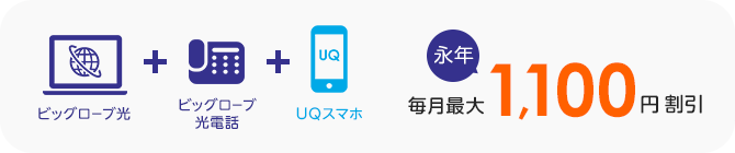 自宅セット割で毎月最大1100円割引